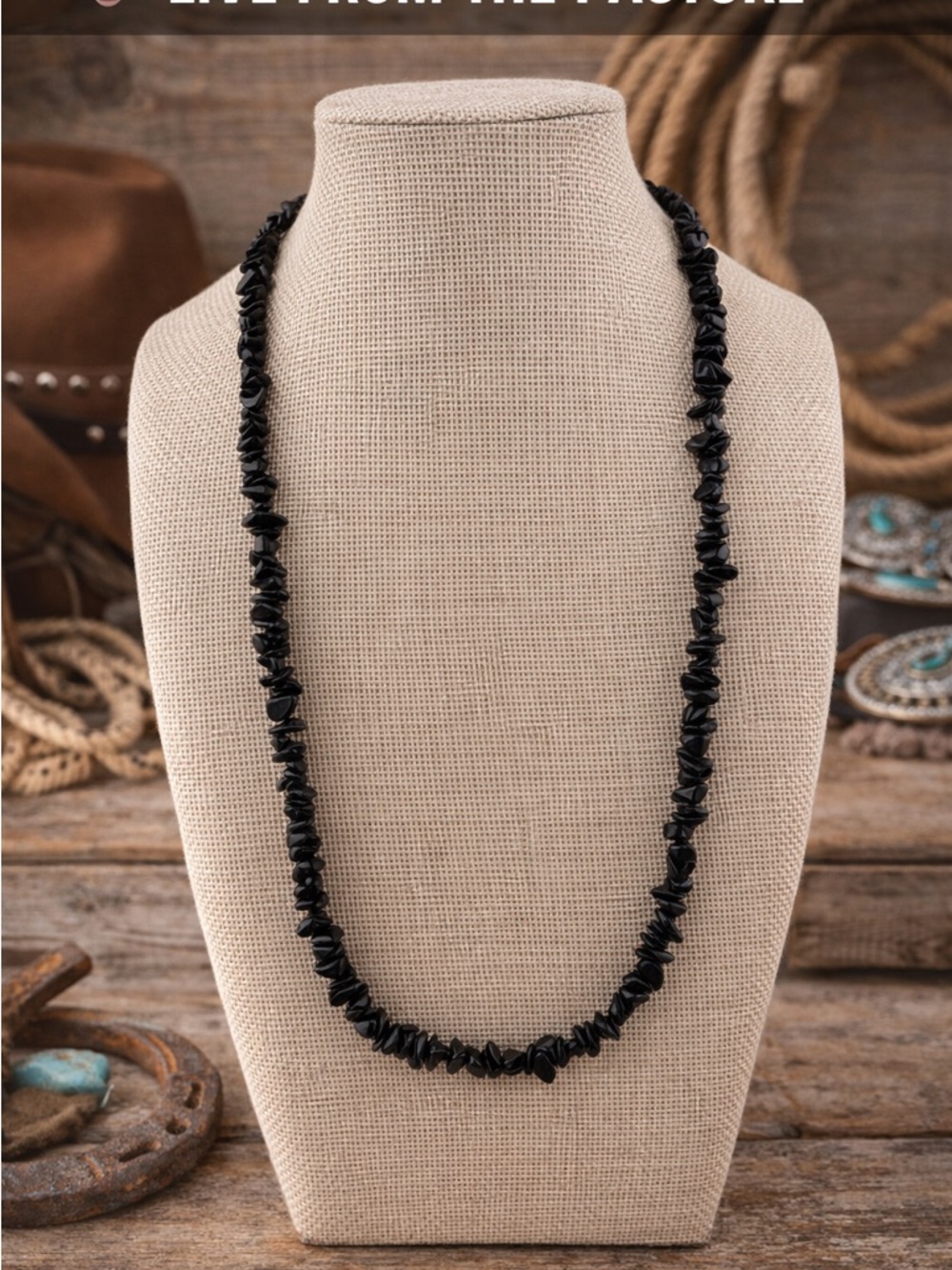 Black Onyx Chip Necklace – Western Boho Statement